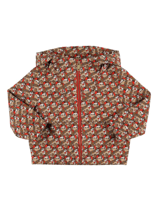 Burberry: Monogram cotton hooded jacket - Multicolor - kids-girls_0 | Luisa Via Roma