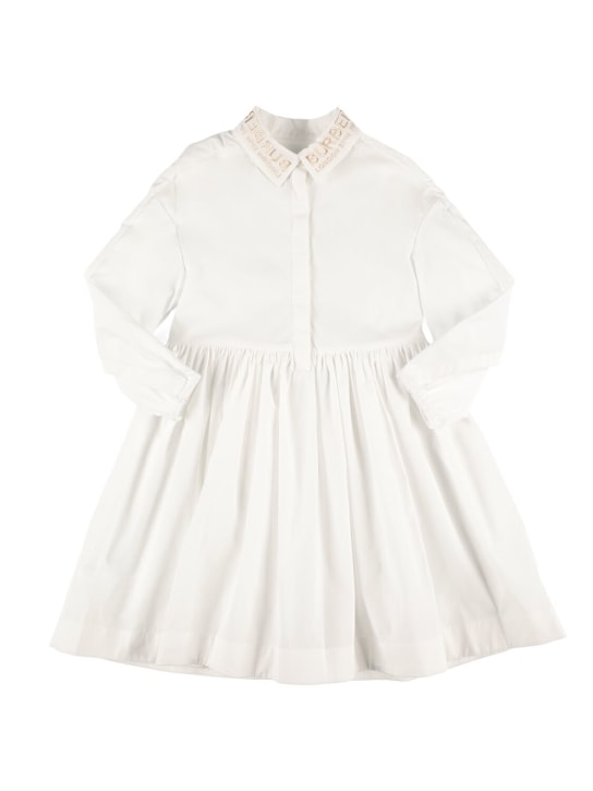 Burberry: Vestido camisero de popelina de algodón - Blanco - kids-girls_0 | Luisa Via Roma