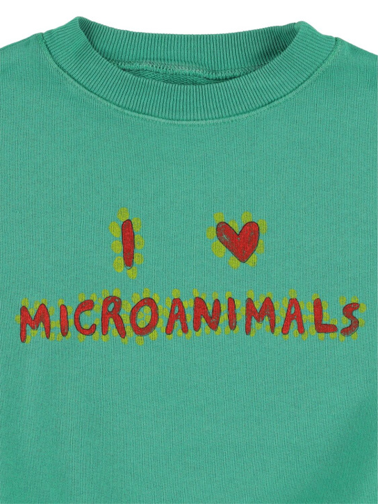The Animals Observatory: Sweat-shirt en coton imprimé à col rond - Vert - kids-girls_1 | Luisa Via Roma