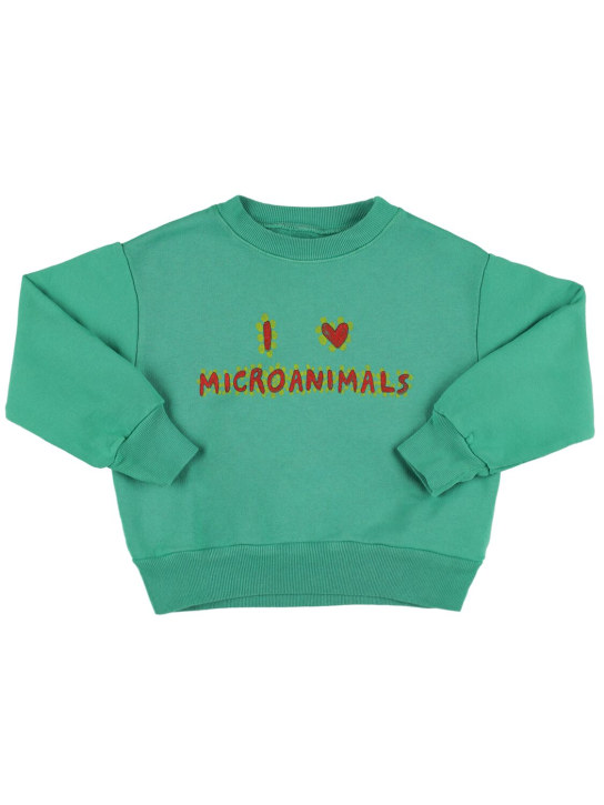 The Animals Observatory: Printed cotton crewneck sweatshirt - Yeşil - kids-girls_0 | Luisa Via Roma