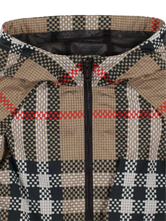Burberry: Icon Check print nylon jacket - Beige - kids-girls_1 | Luisa Via Roma