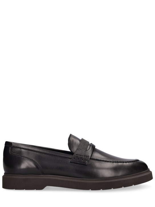 Brunello Cucinelli: 20mm Leather loafers - Black - women_0 | Luisa Via Roma