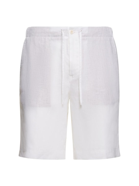 Loro Piana: Arizona linen Bermuda shorts - Optic White - men_0 | Luisa Via Roma