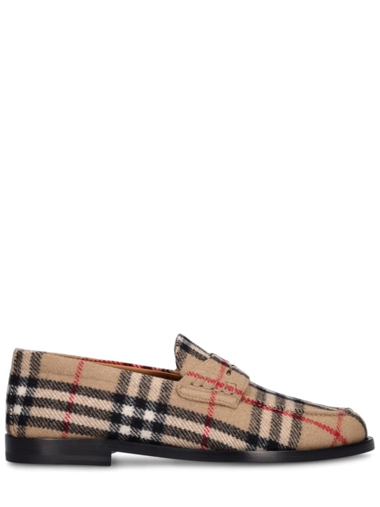 Burberry: 10mm Hackney wool loafers - Brown/Black - women_0 | Luisa Via Roma