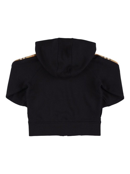 Burberry: Sweat-shirt zippé en coton à capuche - Noir - kids-girls_1 | Luisa Via Roma