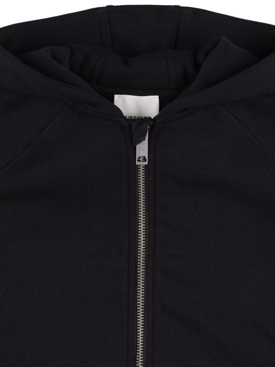 Burberry: Sweat-shirt zippé en coton à capuche - Noir - kids-boys_0 | Luisa Via Roma