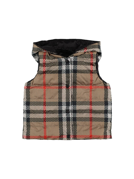 Burberry: Quilted Check print down vest - Beige - kids-boys_0 | Luisa Via Roma