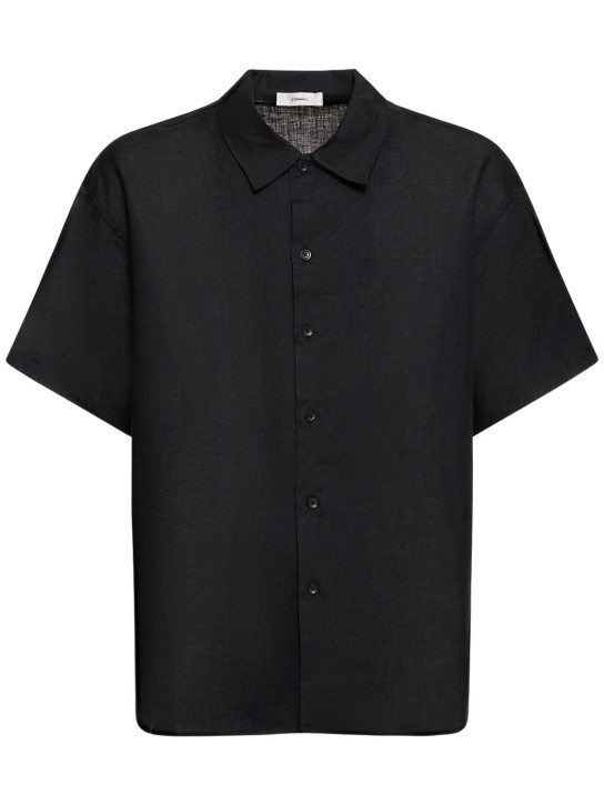 Commas: Camisa de lino con manga corta - Negro - men_0 | Luisa Via Roma