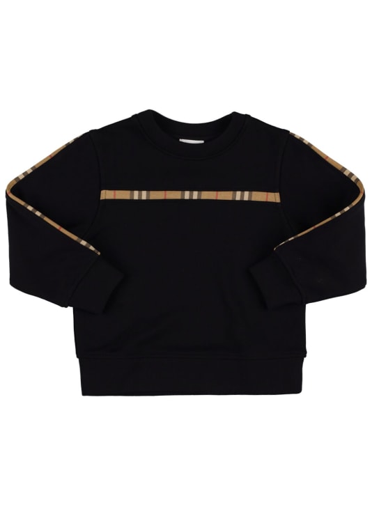 Burberry: Check print cotton sweatshirt - Black - kids-boys_0 | Luisa Via Roma