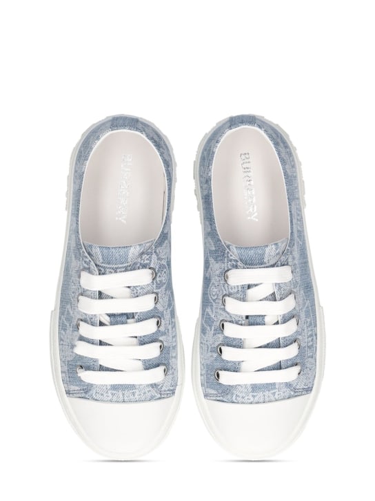 Burberry: Cotton denim lace-up sneakers - Denim - kids-girls_1 | Luisa Via Roma