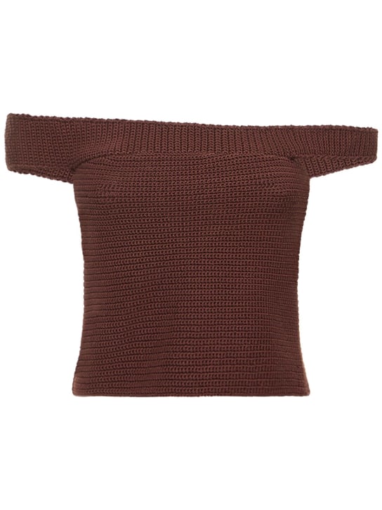 Wandler: Polly 오가닉 코튼 크로셰 탑 - Mountain Brown - women_0 | Luisa Via Roma