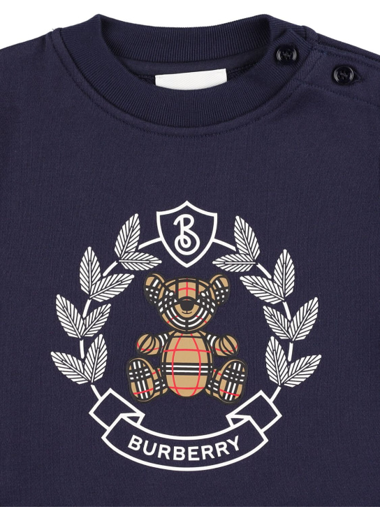 Burberry: Logo printed cotton sweatshirt - Navy - kids-boys_1 | Luisa Via Roma