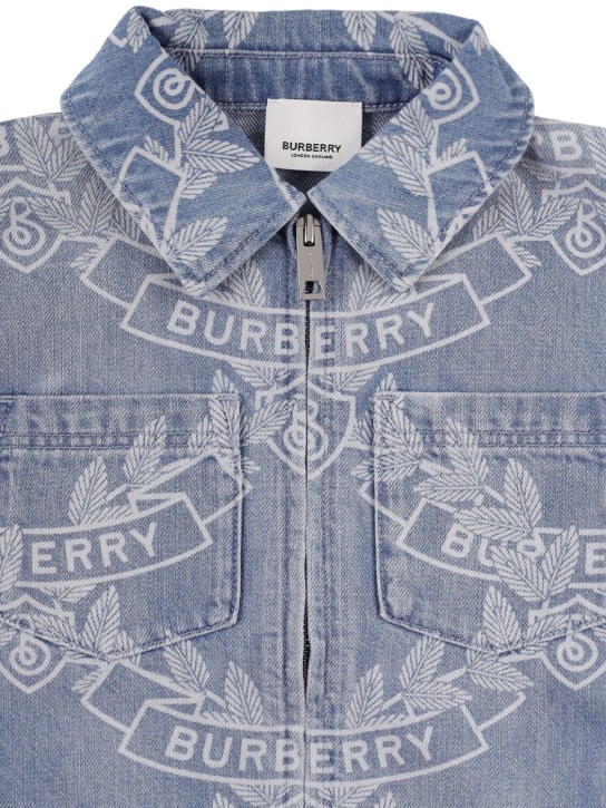 Burberry: Logo print cotton denim jacket - Denim - kids-boys_1 | Luisa Via Roma