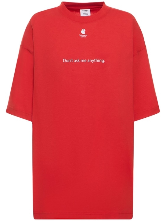 VETEMENTS: T-Shirt aus Baumwolle mit "Don't Ask"-Druck - Rot - women_0 | Luisa Via Roma