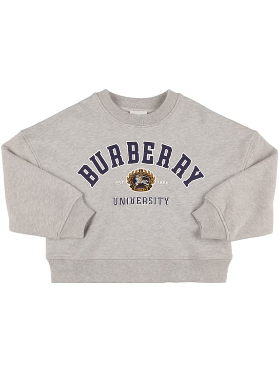 Burberry: Sweatshirt aus Baumwolle mit Logodruck - Grau - kids-girls_0 | Luisa Via Roma