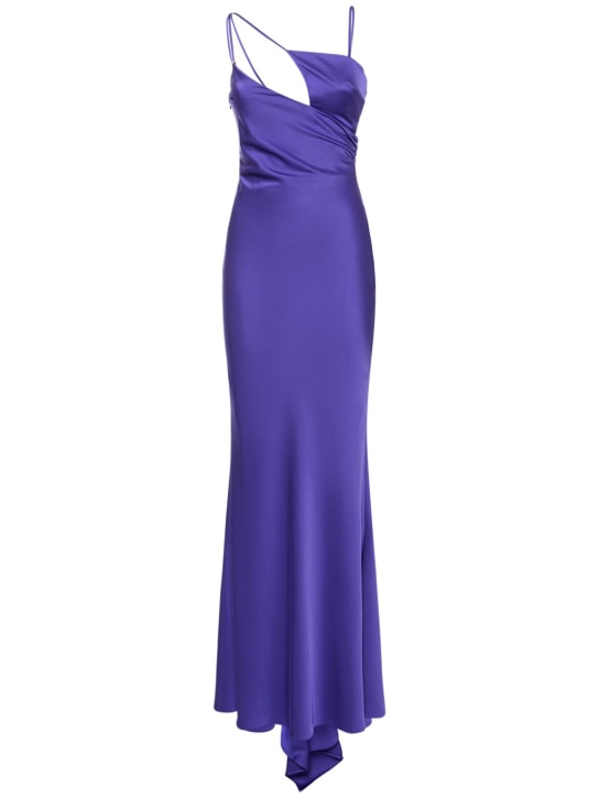 The Attico: Melva tech satin cutout long dress - Purple - women_0 | Luisa Via Roma