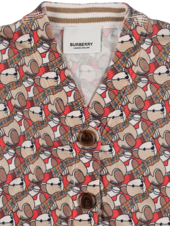 Burberry: Cardigan in maglia di cotone monogram - Multicolore - kids-boys_1 | Luisa Via Roma