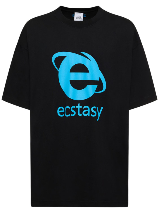 VETEMENTS: T-shirt en coton imprimé Ecstasy - Noir - men_0 | Luisa Via Roma