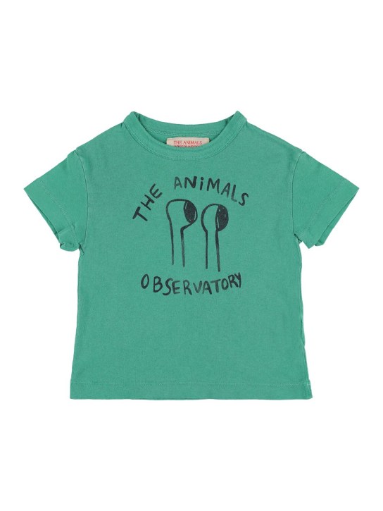 The Animals Observatory: Printed cotton jersey t-shirt - Grün - kids-girls_0 | Luisa Via Roma