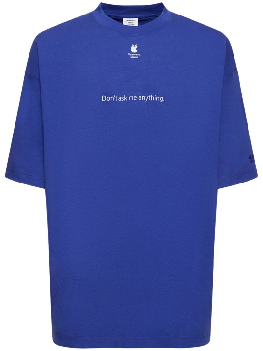 VETEMENTS: Camiseta de algodón estampada - Azul - men_0 | Luisa Via Roma