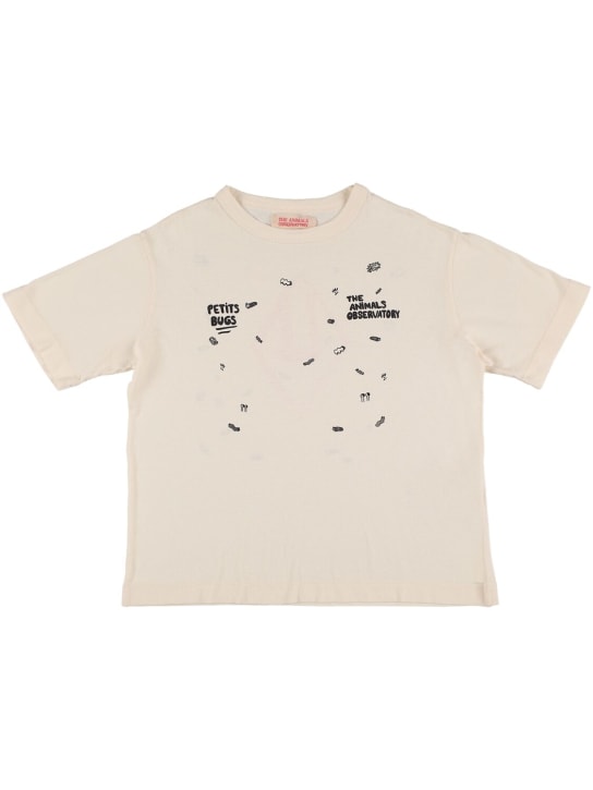 The Animals Observatory: T-shirt in jersey di cotone stampato - Bianco - kids-girls_0 | Luisa Via Roma