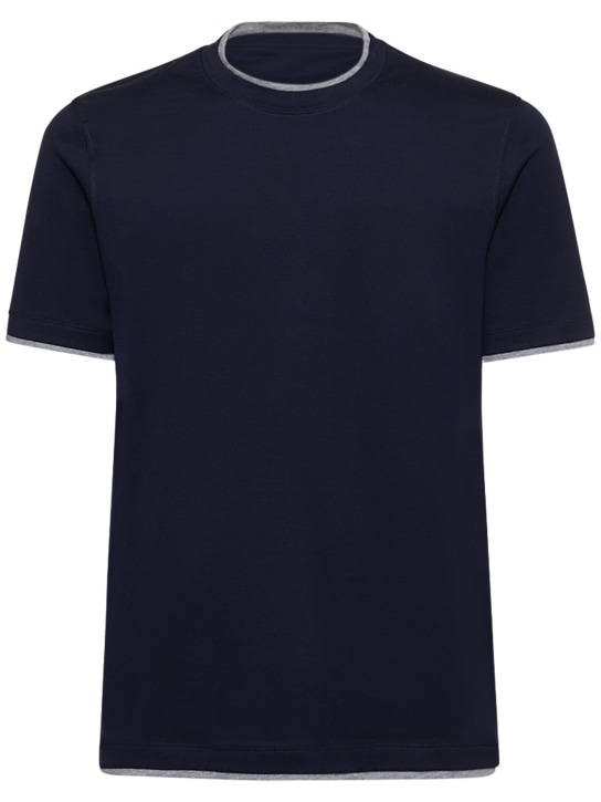 Brunello Cucinelli: Cotton crewneck t-shirt - Navy - men_0 | Luisa Via Roma