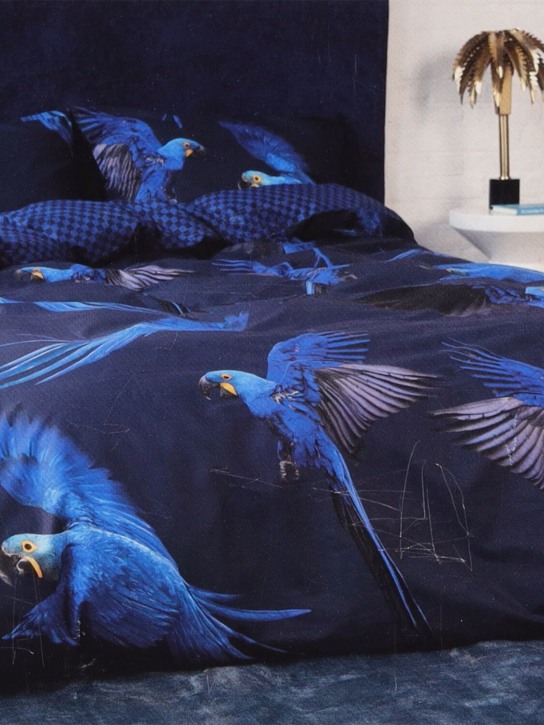 Snurk: Parure de lit en coton biologique Parrot - Bleu Marine - kids-girls_1 | Luisa Via Roma