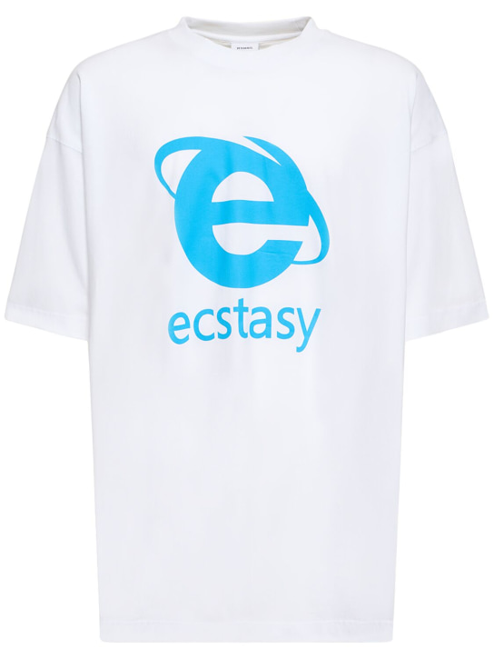 VETEMENTS: Ecstasy印花棉质T恤 - 白色 - men_0 | Luisa Via Roma