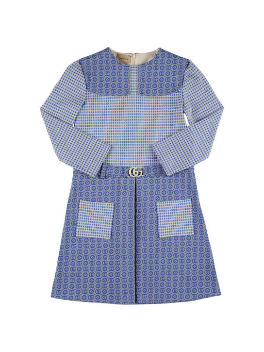 Gucci: GG dots viscose blend jacquard dress - Bright Blue - kids-girls_0 | Luisa Via Roma