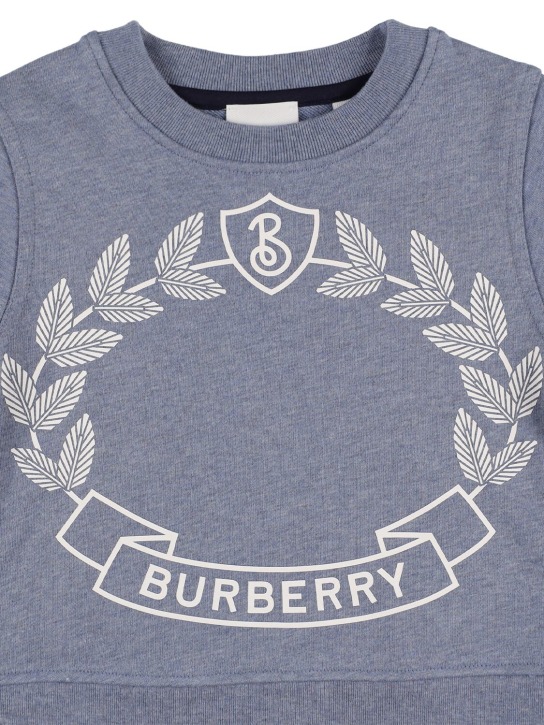 Burberry: Sweat-shirt en coton imprimé logo - Bleu Clair - kids-girls_1 | Luisa Via Roma