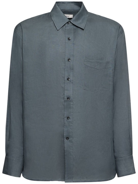 Commas: Oversized linen shirt w/pocket - Slate - men_0 | Luisa Via Roma