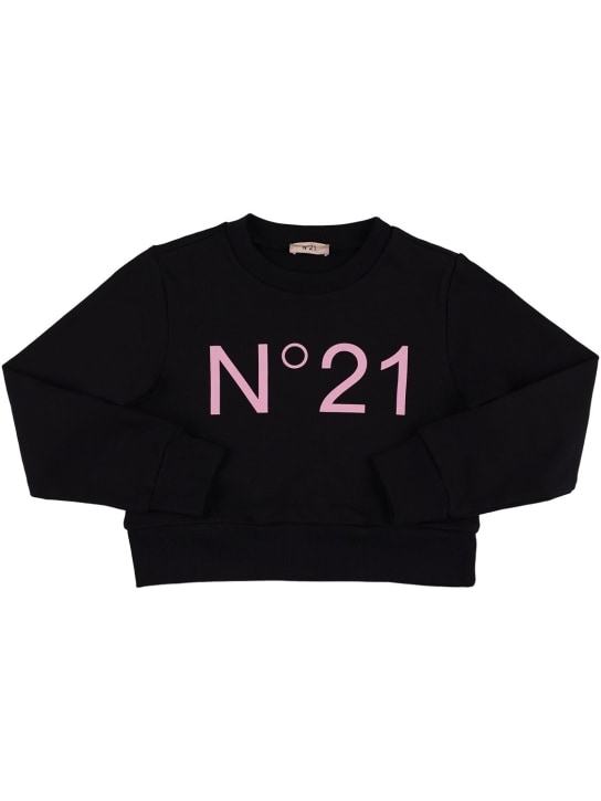 N°21: Logo print cropped cotton sweatshirt - kids-girls_0 | Luisa Via Roma