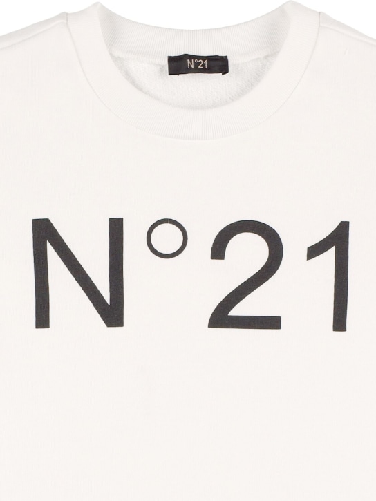 N°21: Logo printed cotton sweatshirt - Beyaz - kids-girls_1 | Luisa Via Roma