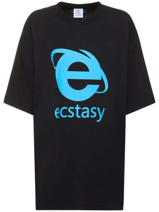 VETEMENTS: Ecstasy コットンTシャツ - ブラック - women_0 | Luisa Via Roma