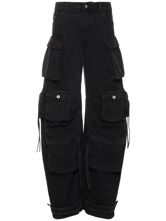 The Attico: Jeans cargo de denim de algodón - Negro - women_0 | Luisa Via Roma