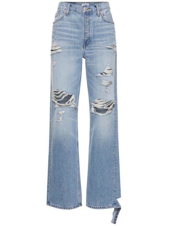 RE/DONE: Jeans loose fit in denim di cotone - Celeste - women_0 | Luisa Via Roma