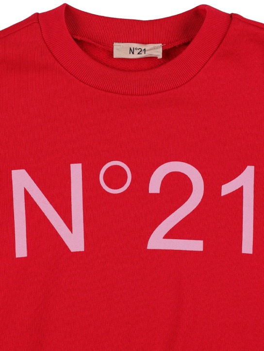 N°21: Logo print cropped cotton sweatshirt - Red - kids-girls_1 | Luisa Via Roma