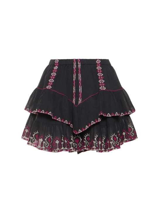 Marant Etoile: Jocadia ruffled cotton mini skirt - Siyah - women_0 | Luisa Via Roma