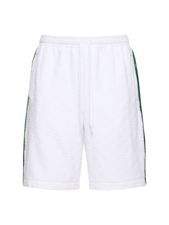 Gucci: GG sponge sweat shorts w/ web detail - White/Multi - men_0 | Luisa Via Roma