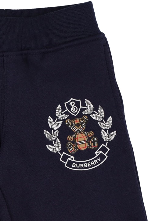Burberry: Pantalon en coton à logo - Bleu Marine - kids-boys_1 | Luisa Via Roma