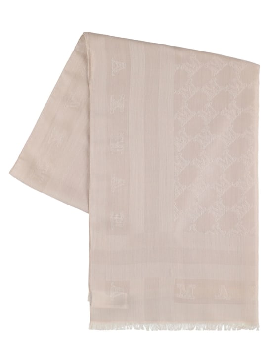 Fringed wool and silk-blend jacquard scarf