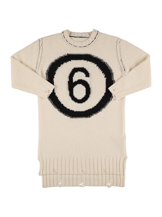 MM6 Maison Margiela: Wool blend knit dress - Wollweiß - kids-girls_0 | Luisa Via Roma