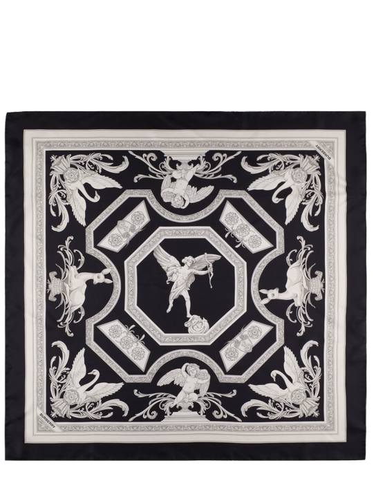 Burberry: Printed silk square scarf - Black - women_0 | Luisa Via Roma