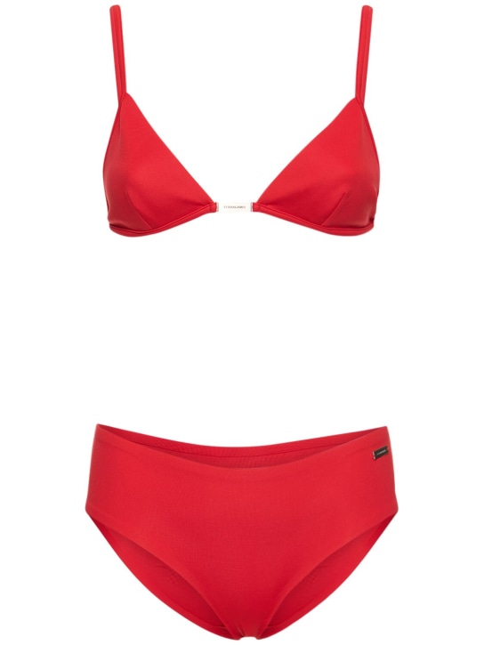 Ferragamo: Set bikini a triangolo in jersey - Rosso - women_0 | Luisa Via Roma