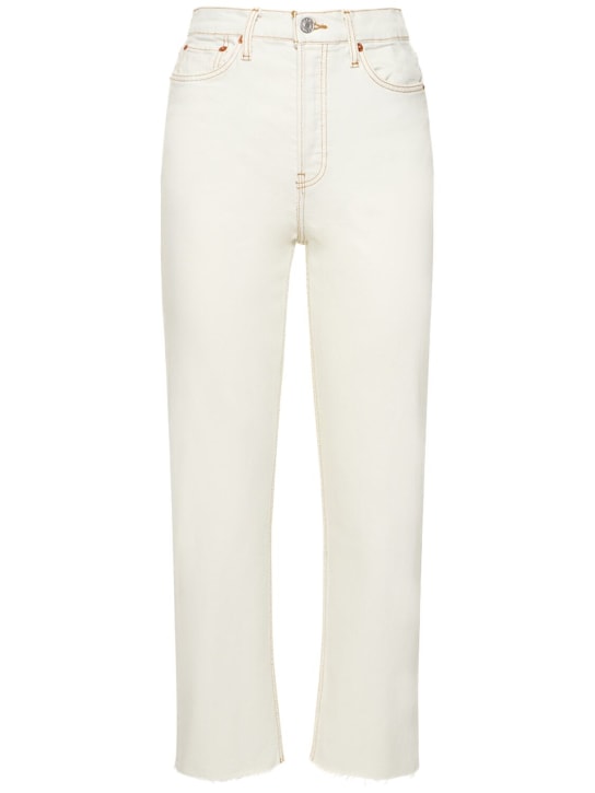 RE/DONE: 70s Stove pipe cotton blend denim jeans - Beyaz - women_0 | Luisa Via Roma