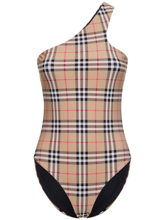 Burberry: Candace Check print onepiece swimsuit - Archive Beige C - women_0 | Luisa Via Roma