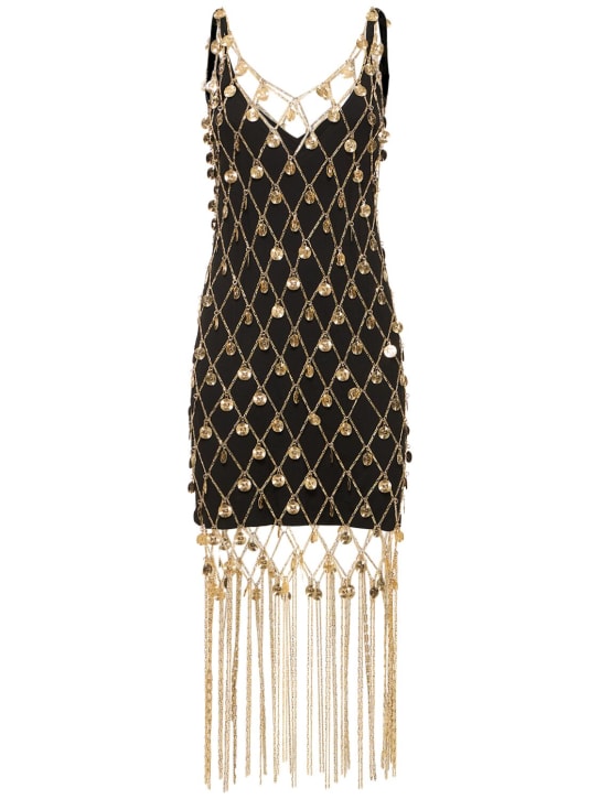 Rabanne: Chain fringed midi dress - Altın Rengi - women_0 | Luisa Via Roma