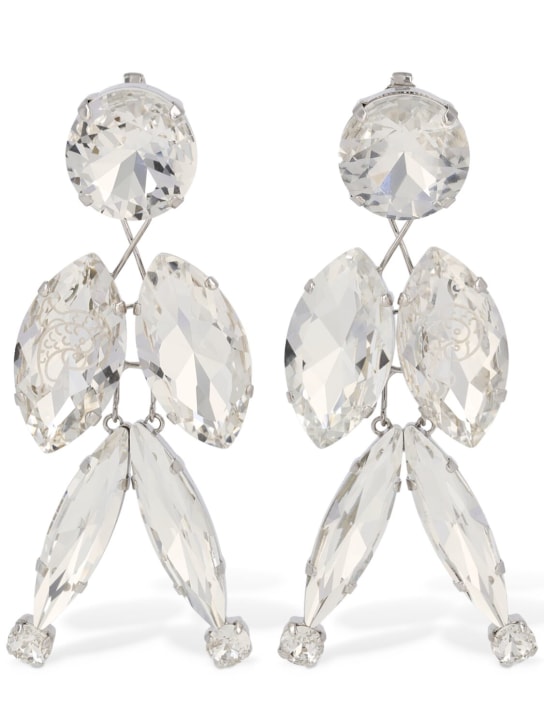 Pucci: Boucles d'oreilles cascades à clip en cristaux - Argent/Cristal - women_0 | Luisa Via Roma