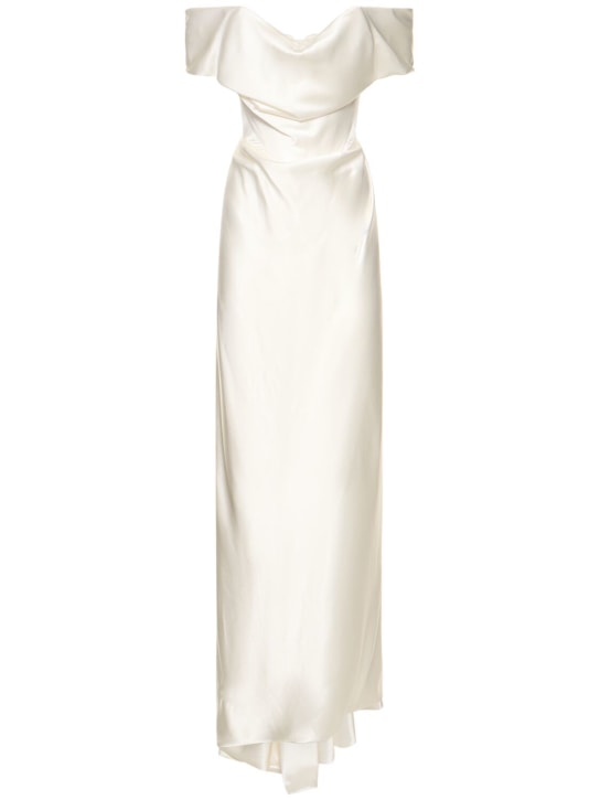 Vivienne Westwood: Vestido largo Nova Cocotte de satén de seda - Blanco - women_0 | Luisa Via Roma