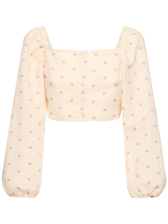 Maria de la Orden: Crop top Cannes in tela con ricami - Off White - women_0 | Luisa Via Roma